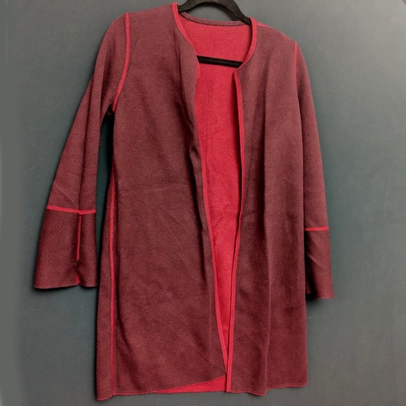 Chico's 2-in-1 Solid Reversible Long Cardigan Jacket Coat TOPPER 1 (10, 12, M) - Picture 11 of 16